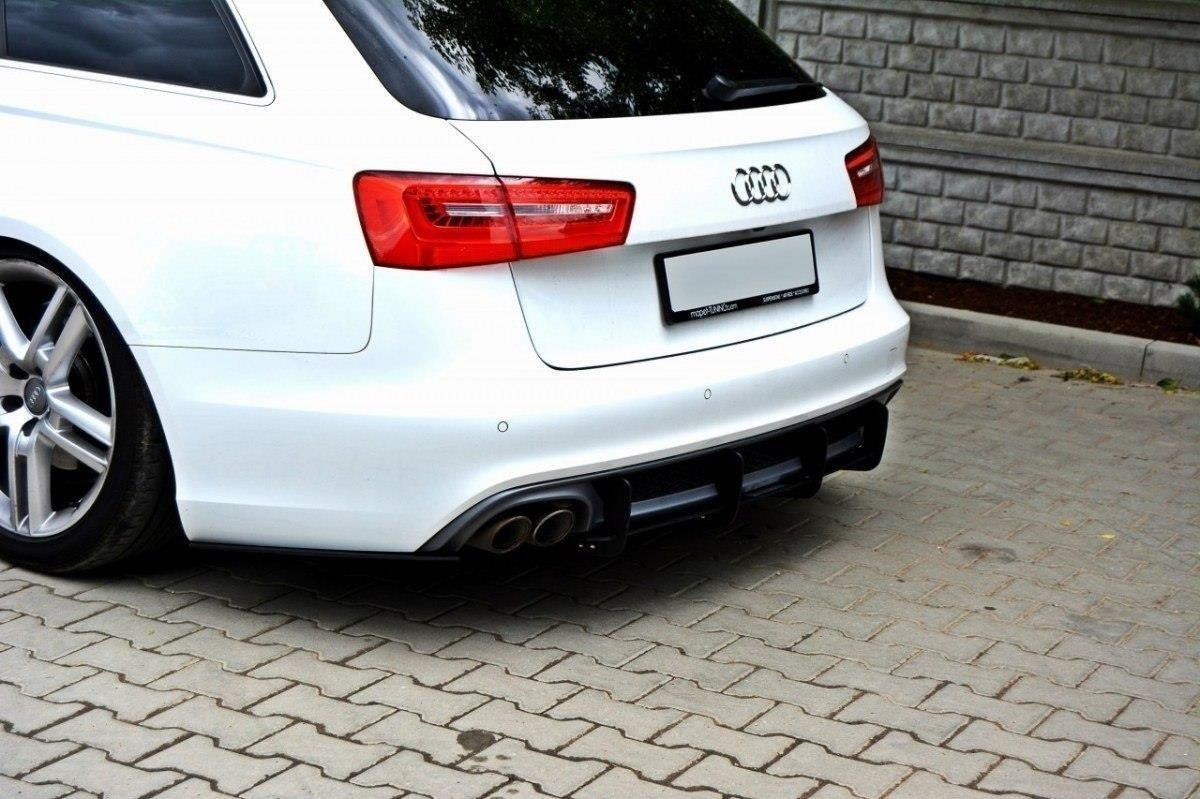 Difusor trasero y splitters laterales traseros para Audi A6 S-Line C7 (Exhaust 1x2)