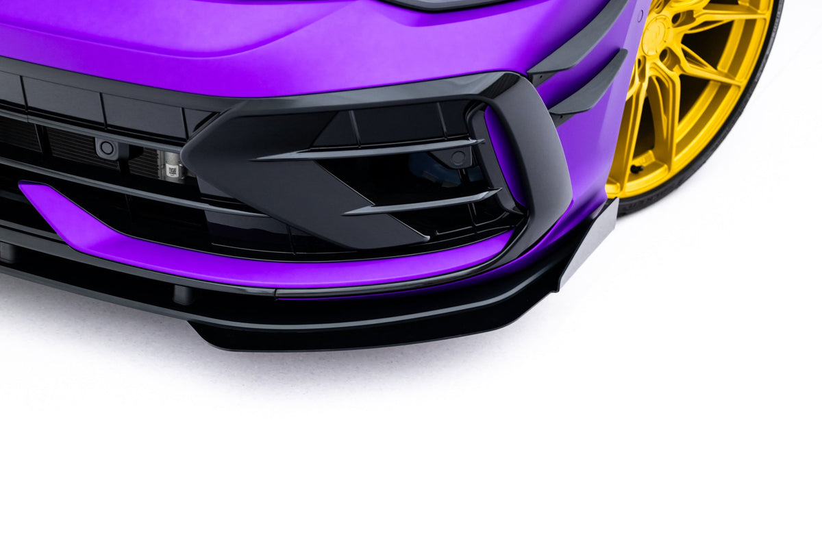 Splitter delantero Street Pro + flaps para Volkswagen Golf R Hatchback Mk8 Facelift