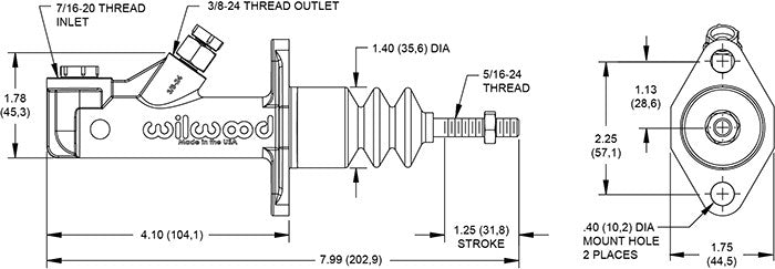 Bomba de freno GS Compact con depósito remoto Wilwood 260-15090 0.700"