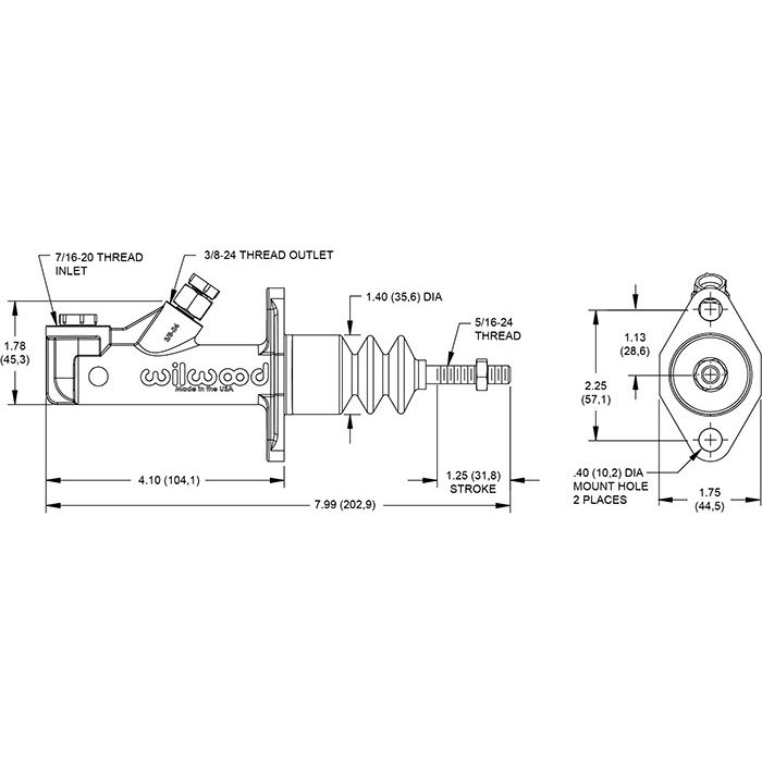 Cilindro maestro con depósito remoto compacto GS Wilwood 260-15092 0.8125"