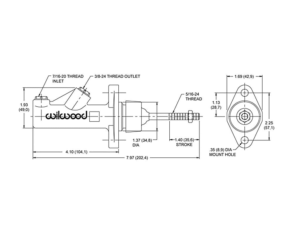 Bomba de freno compacta con depósito remoto Wilwood 260-6087 0,625"