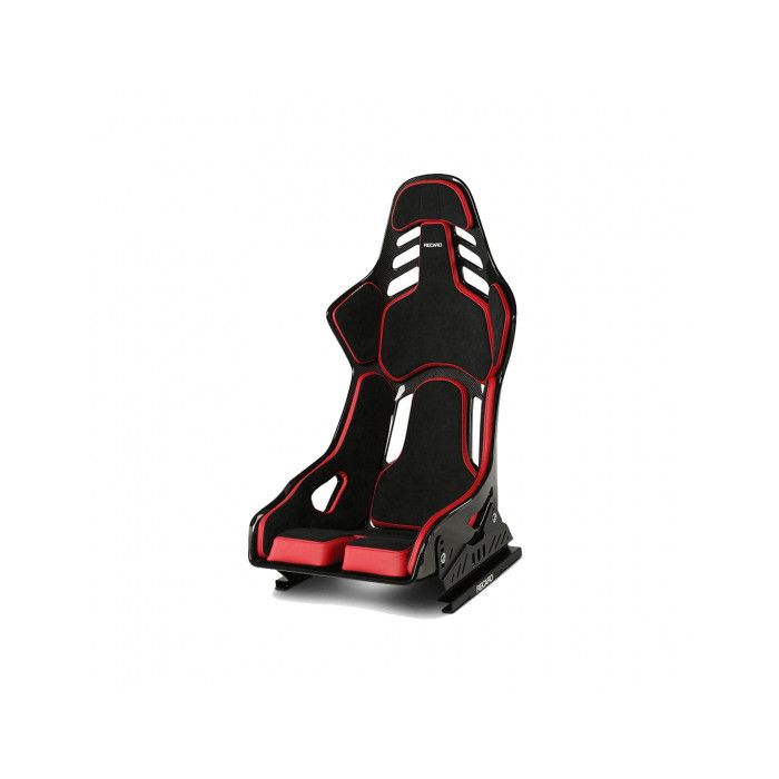 Asiento Recaro Podium CF talla M con airbag integrado, izquierdo, negro y rojo.