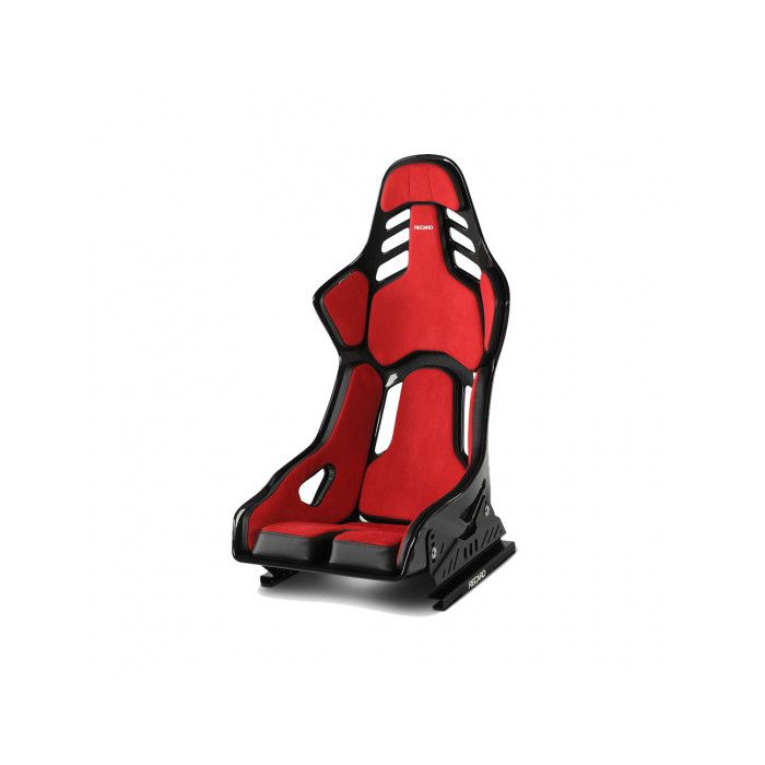 Asiento Recaro Podium CF talla M con airbag integrado, izquierdo, rojo y negro.
