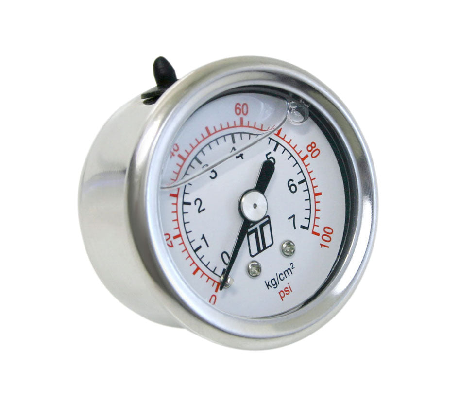 Regulador de presión de combustible Turbosmart TS-0402-2023, manómetro FPR, 0-100 psi, llenado de líquido.