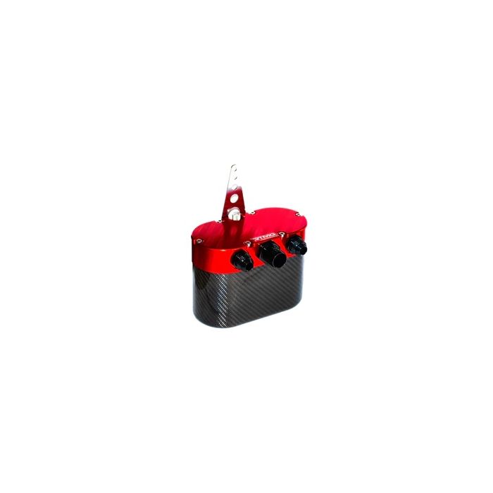 Depósito de recuperación de aceite universal de fibra de carbono - Pequeño, rojo, con filtro de humos RTMG Performance