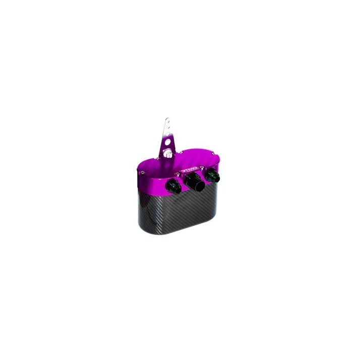 Universal carbon fiber oil catch can - Small, purple, with RTMG Performance breather filter