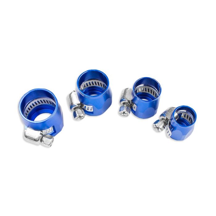 AN -10 AN10 20mm Twisted Jumbo Type Rubber Hose End Finisher Clamp Blue