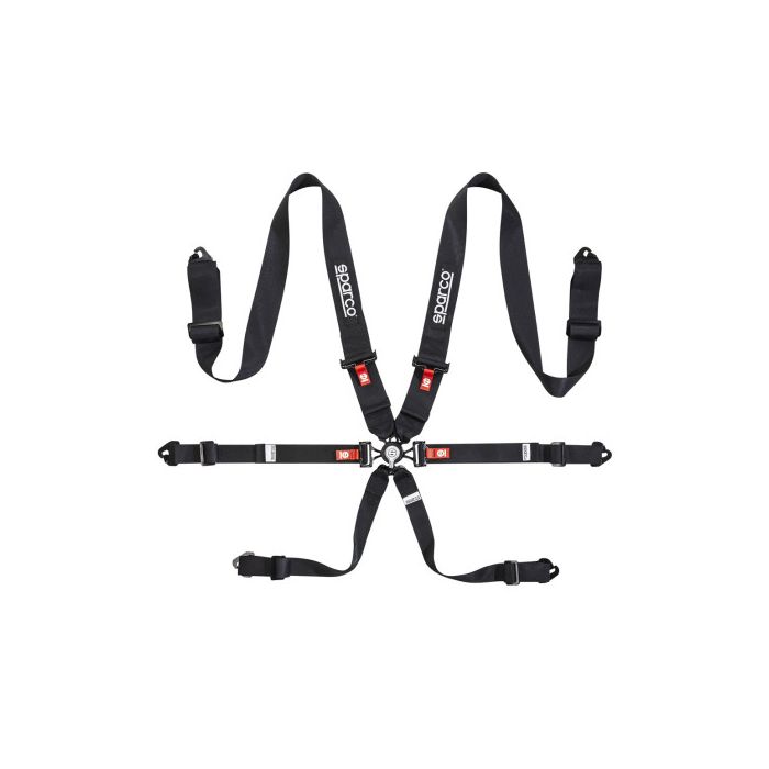 Arnés de competición Sparco H-3 de 6 puntos y 7,6 cm (3"), color negro, homologado por la FIA (8853-2016).