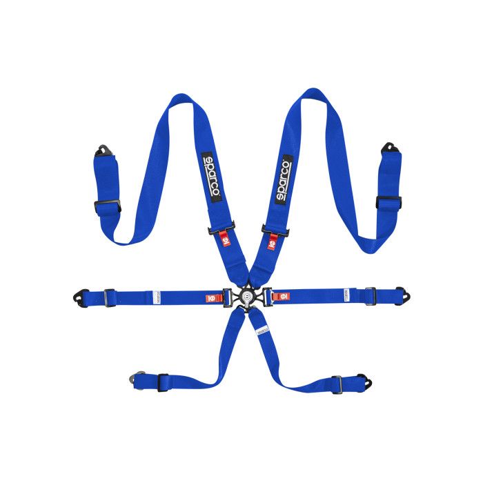 Arnés de competición Sparco H-3 de 6 puntos y 7,6 cm (3"), color azul, homologado por la FIA (8853-2016).