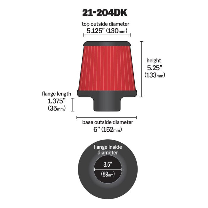 Filtro de aire AEM dryflow 21-204DK 80-89 MM