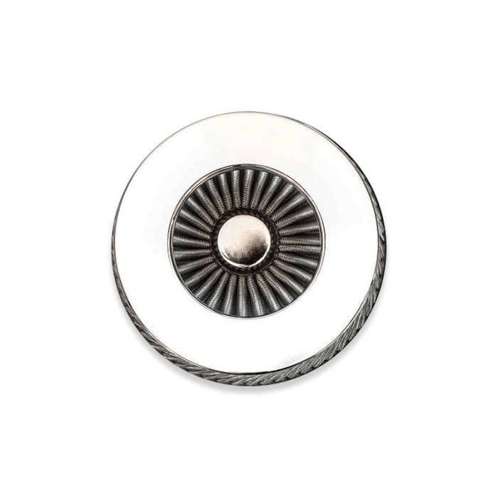 Air filter, 76 mm diameter, silver.