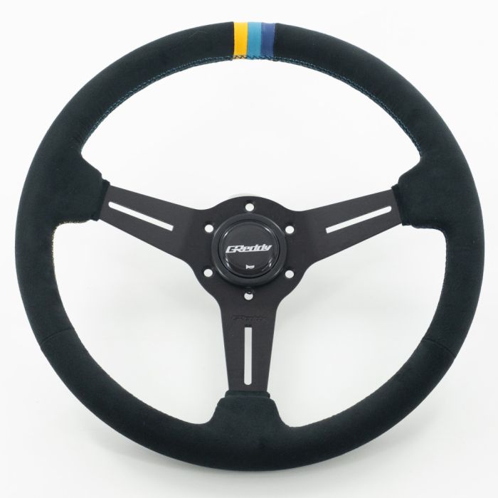 Volante GReddy Sports "Standard Type" (47 mm de profundidad), ante negro, radios negros - 340 mm