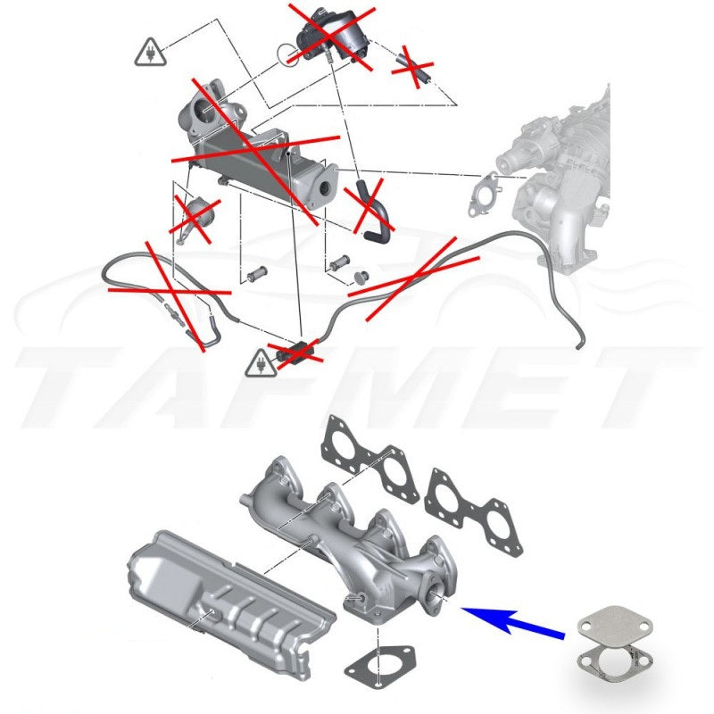 Kit de eliminación de válvula EGR para Mercedes E300 W210, S210 con motor OM606 3.0 TD