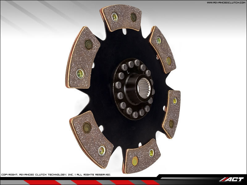 Disco de embrague ACT 6 PAD RIGID, Honda Civic y CRX B-series (B16A2/B18C4/B18C6) (EK4/EK9/EG2/EG6/MB6/MC2) / 97-01 Integra 1.8L DC2 / 94-01 Integra 1.8L DB8