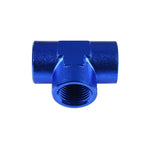 1/8 NPT female/female/female T-connector blue