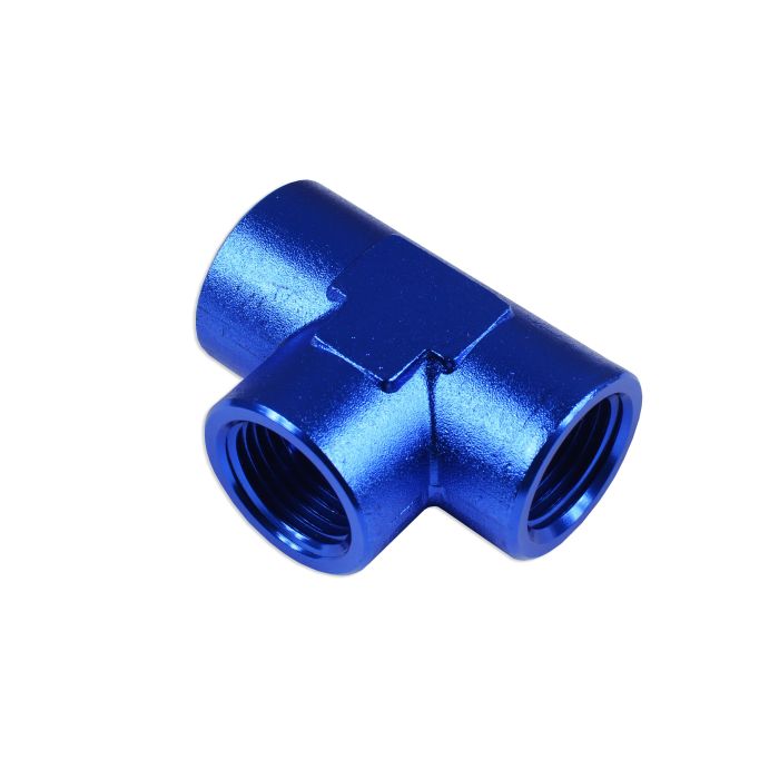 3/8 NPT Female/Female/Female Tee Connector Blue