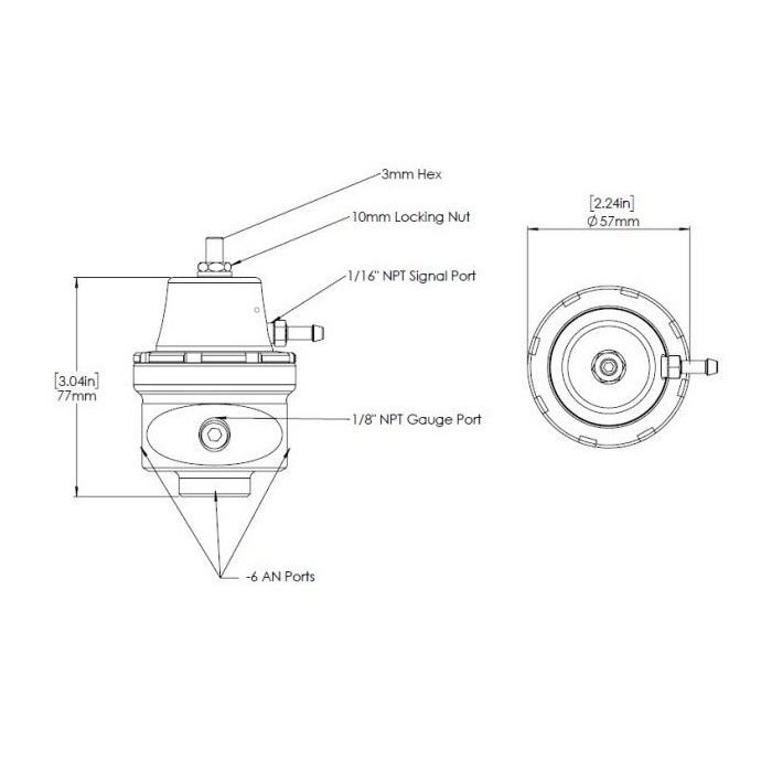 Regulador de presión de combustible Turbosmart TS-0404-1022 FPR6 AN6