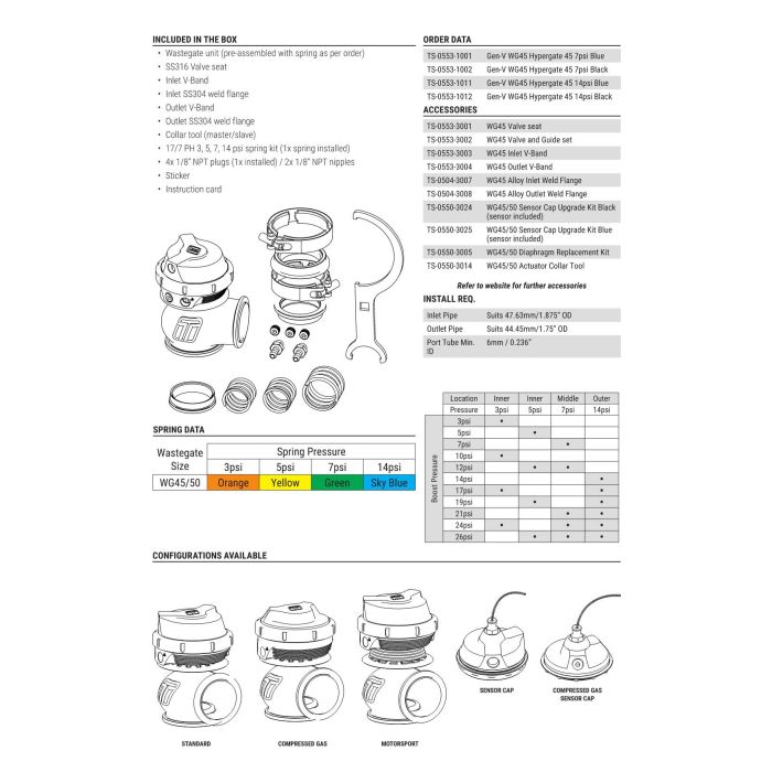 Turbosmart TS-0553-1011 GenV Hypergate 45 Wastegate 14 psi