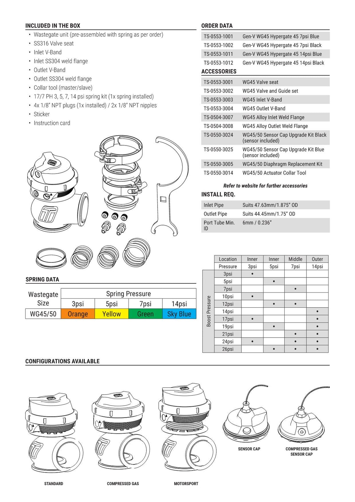 Wastegate Turbosmart TS-0553-1013 GenV Hypergate 45 14psi