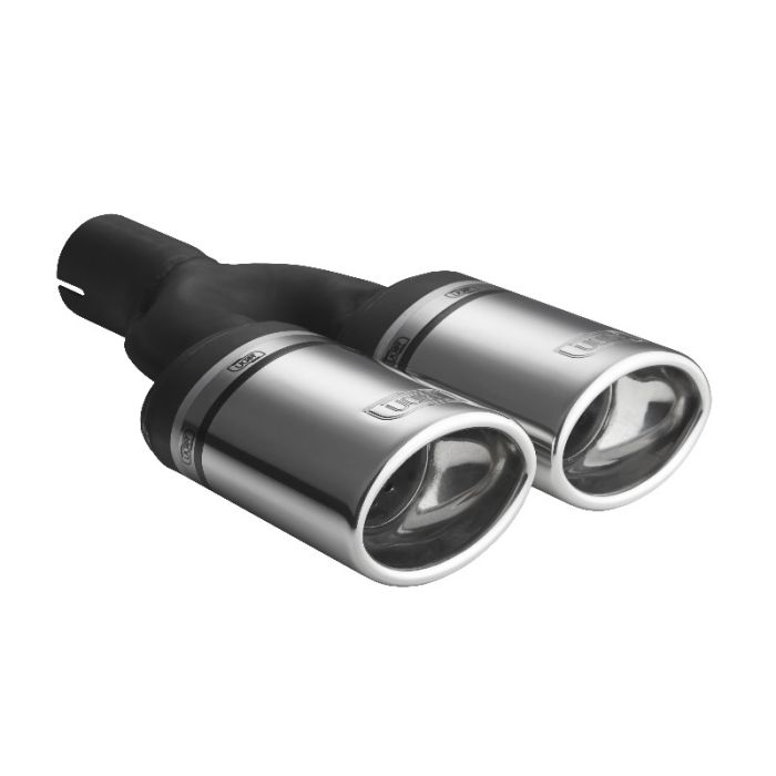 95 x 65mm Oval Universal Exhaust Muffler Tip with 160mm Length and 45mm Mounting Diameter.