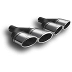 95 × 65mm Oval Universal Exhaust Muffler Tip, 200/180mm Length, 45mm Mount Diameter.