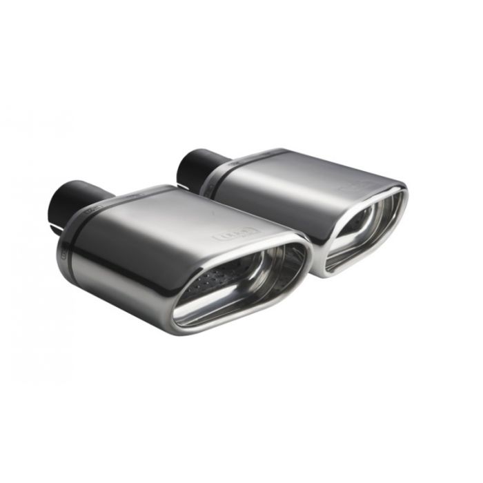 145x75mm Oval Universal Exhaust Muffler Tip with 140mm Mounting Diameter.