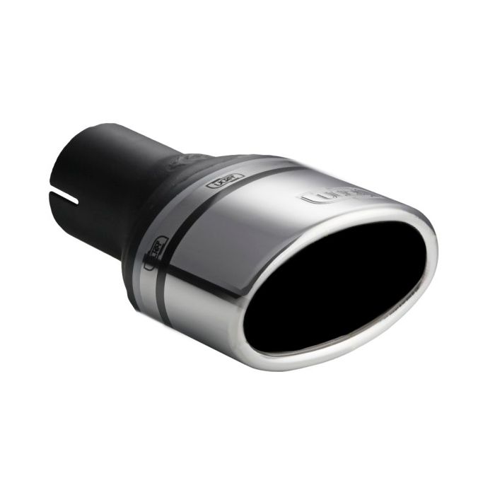 120 × 80 mm Oval Universal Exhaust Tip, 80 mm length, 50 mm mounting diameter.