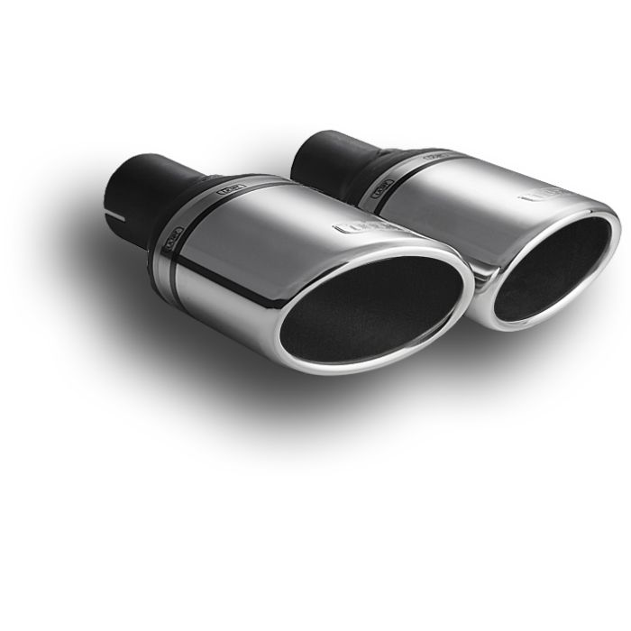 Universal 95 x 65mm Oval Exhaust Tip, 120mm Long with 60mm Mount Diameter.