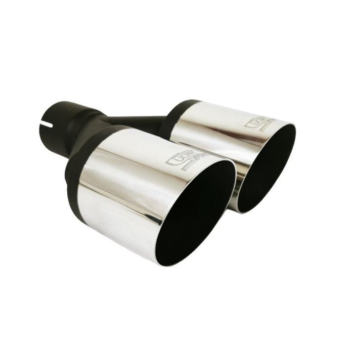 Universal round exhaust tip, 100 mm length, 55 mm mounting diameter.