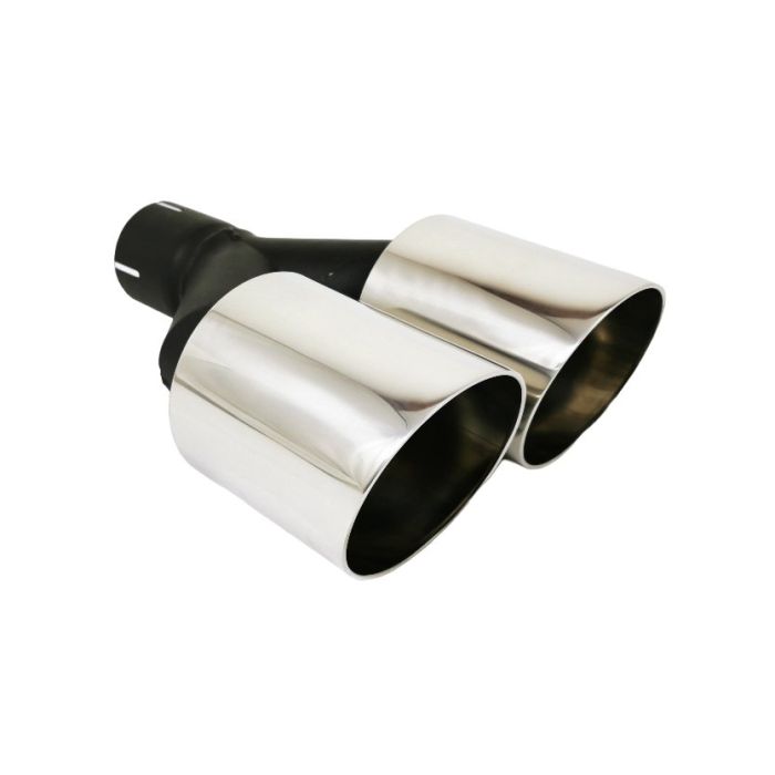 100mm long universal round exhaust tailpipe muffler tip, 200mm mounting diameter, 60mm.