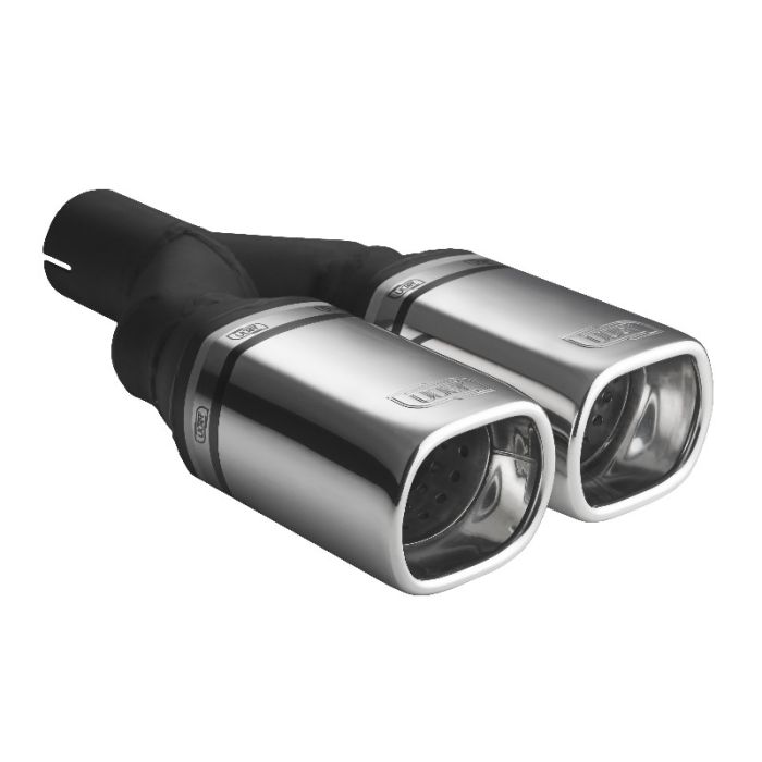 Universal rectangular exhaust tip, 80 × 65 mm, 200 mm length, with a mounting diameter of [insert diameter].
