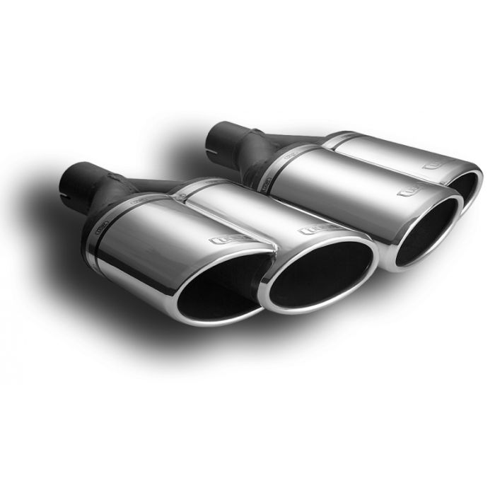 Universal Oval Exhaust Muffler Tip, 95 x 65 mm Length, 200/180 mm Mounting Diameter, 60 mm.