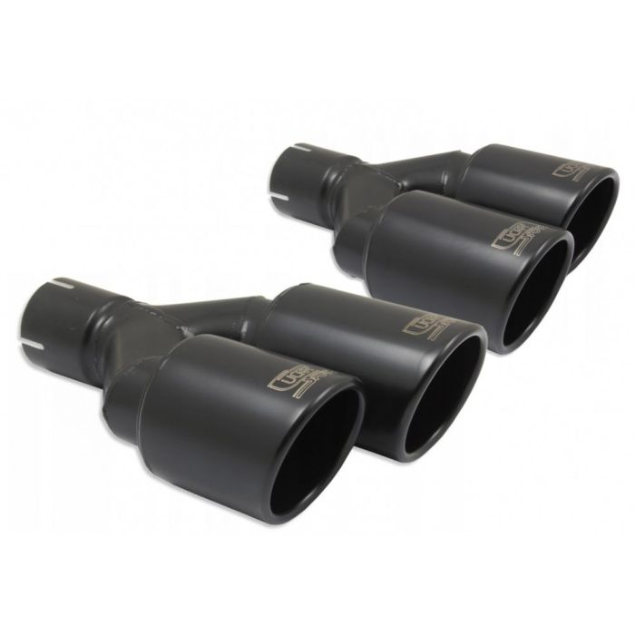 100mm long round universal exhaust muffler tip, 200/180mm mounting diameter, 65mm.