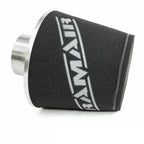 Filtro cónico universal con base de aluminio grande y cuello negro Ramair JS-090-SL 89 mm