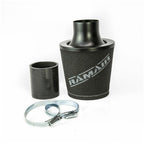 Filtro cónico universal con base de aluminio grande y cuello negro Ramair JS-105-BK-KIT 70 mm