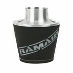 Filtro cónico universal con base de aluminio grande y cuello negro Ramair JS-109-SL 102 mm