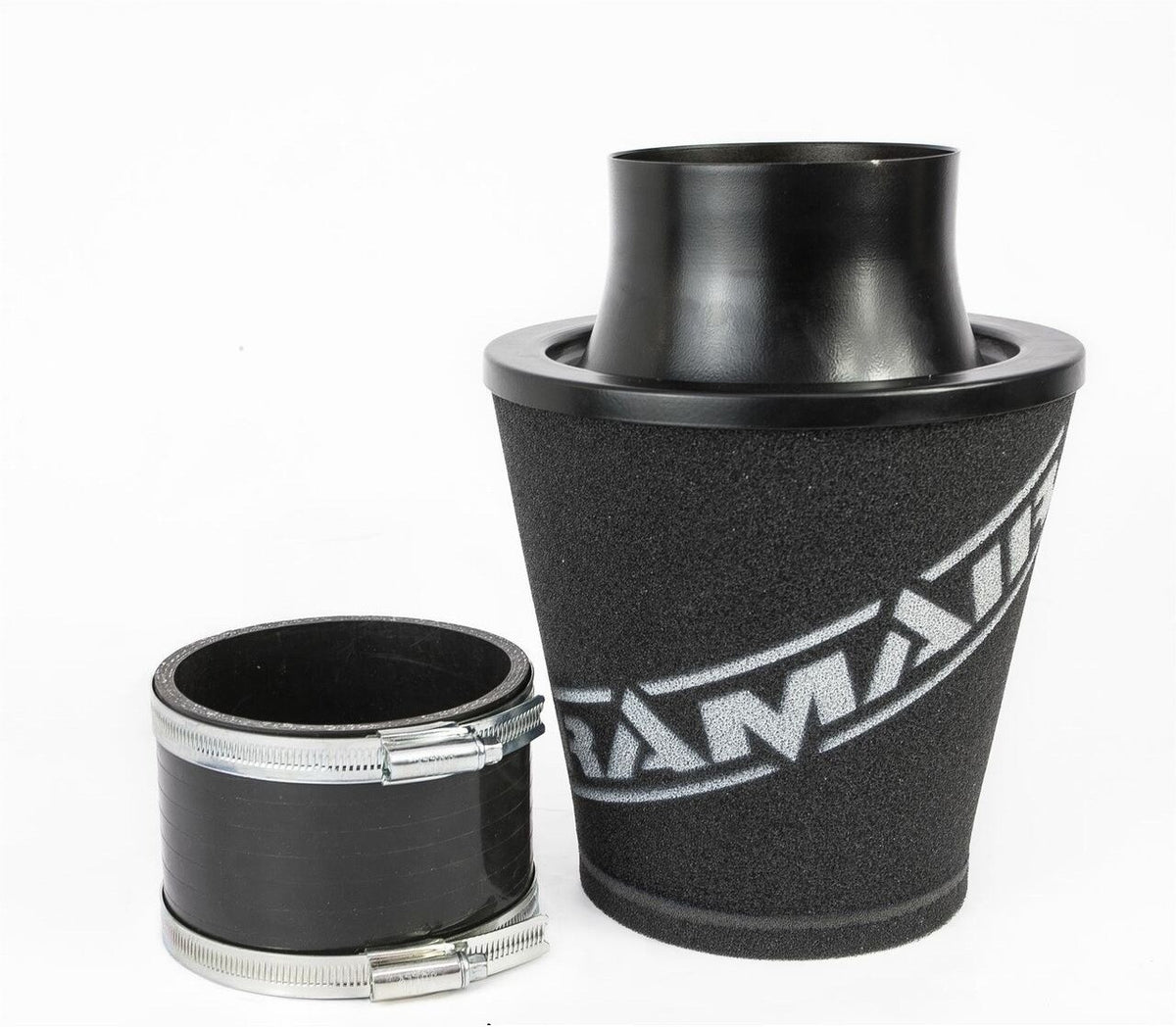 Filtro cónico universal con base de aluminio grande y cuello negro Ramair JS-175-100-BK-KIT 102 mm