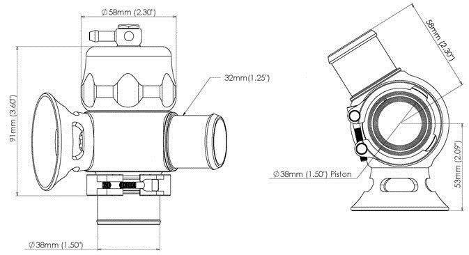 Blow off universal con doble canal para motores de 4 y 6 cilindros