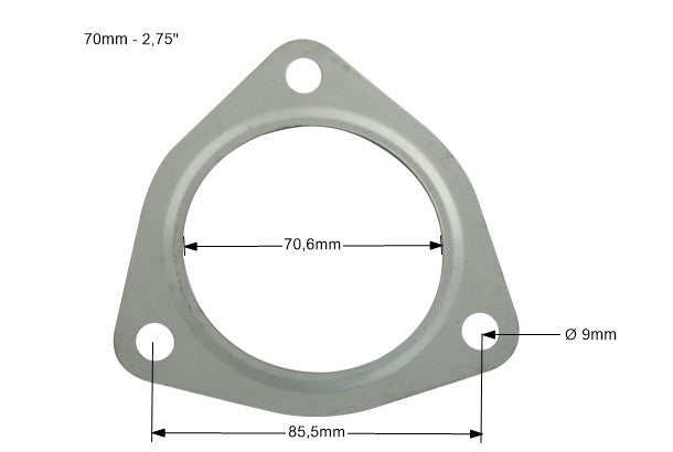 Junta de escape 70 mm (2,75") - 3 tornillos