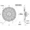 Ventilador de refrigeración axial para radiador SPAL 12V VA08-AP71/LL-53A (350 mm)