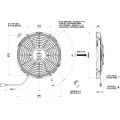 Ventilador de refrigeración axial para radiador SPAL 12V VA09-AP12/C-54A (280 mm)