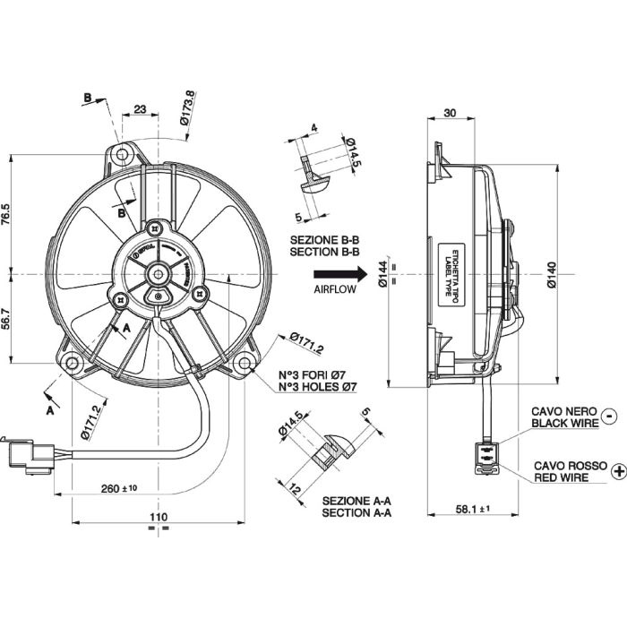 SPAL 12V VA31-A101-46A SUMIT axial cooling fan for radiator (130 MM)