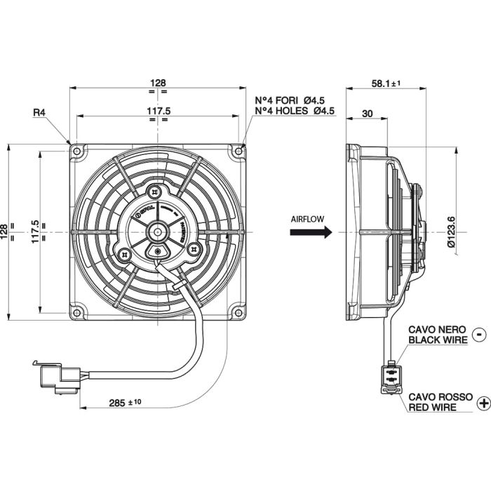 SPAL 12V VA69A-A101-87A SUMIT axial cooling fan for radiator (115 MM)