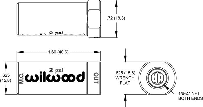 Válvula de presión residual de freno de aluminio azul Wilwood 260-13783 2 PSI