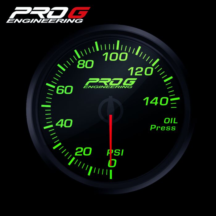 Manómetro Pro G Race Series RC, presión de aceite PSI VERDE 60 mm