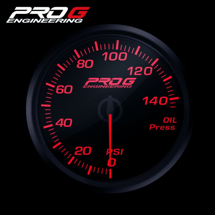 Manómetro Pro G Race Series RC, presión de aceite PSI ROJO 52 mm