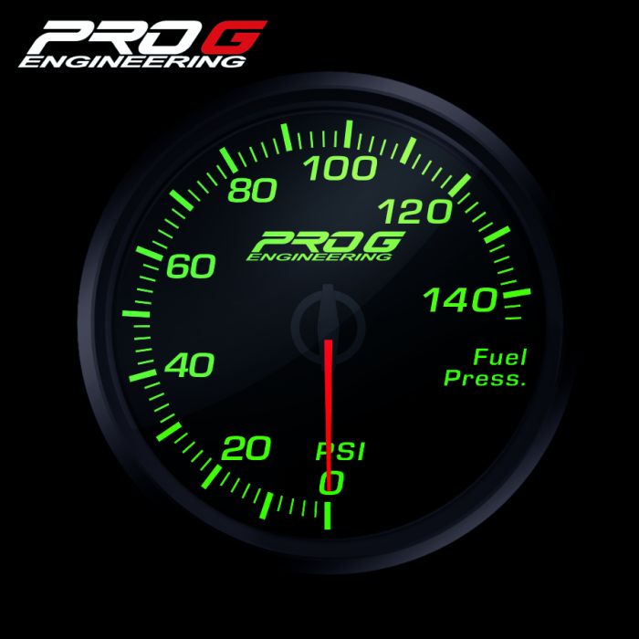Manómetro Pro G Race Series RC, presión de combustible PSI VERDE 52 mm