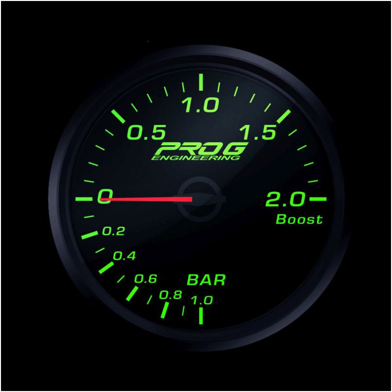 Manómetro Pro G Race Series RC, presión de turbo 2 Bar VERDE 52 mm