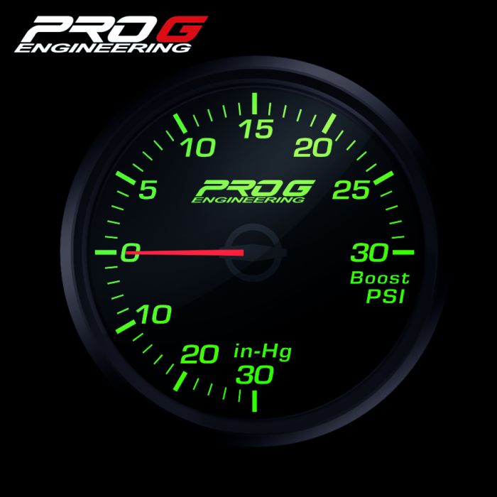 Manómetro Pro G Race Series RC, presión de turbo 30 PSI, color verde, 52 mm