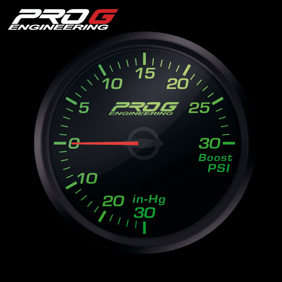 Manómetro Pro G Race Series RC, presión de turbo 30 PSI VERDE 60 mm